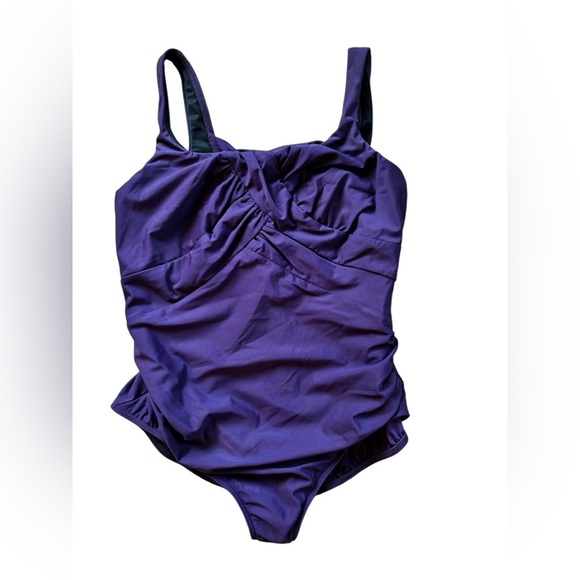 Lands End One Piece Carmella Swimsuit Sz 20W Purple Tummy Control Slender Suit - Picture 1 of 9